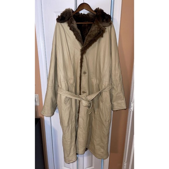 Mark Andre New York XL Mens Reversible Leather Fur Trench Coat Italy Skin - Picture 2 of 5